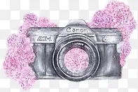 手绘紫色小清新相机