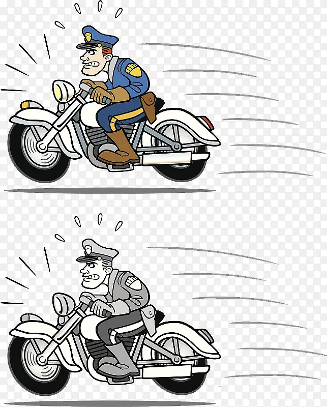漫画设计骑着警察巡逻的设计