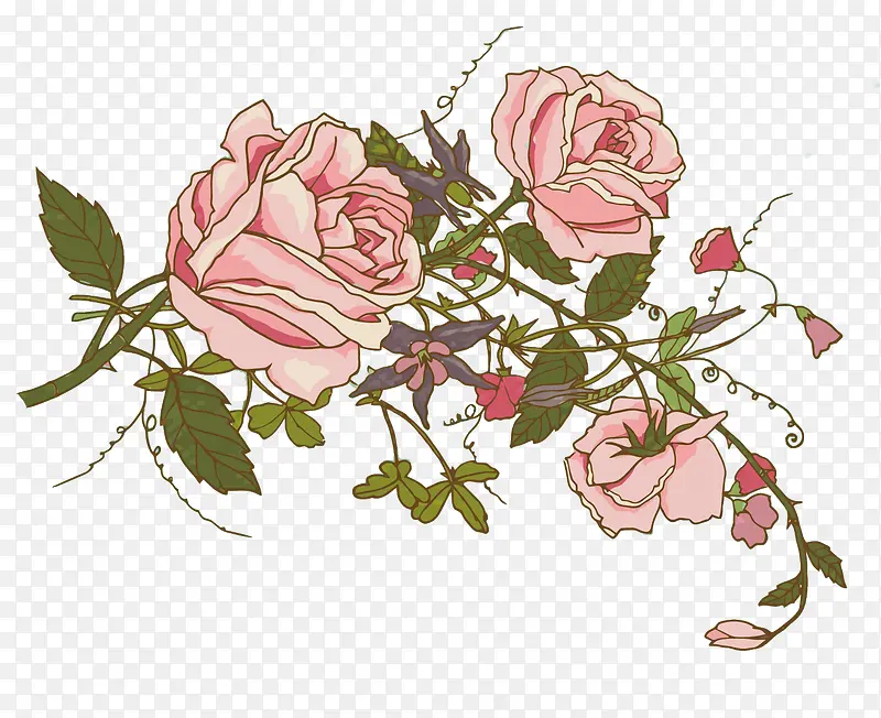 矢量粉色花朵花纹
