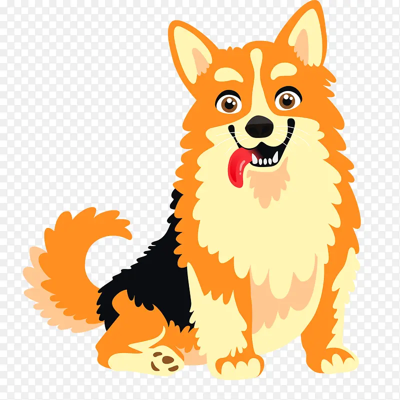 橙色毛发的卡通柴犬