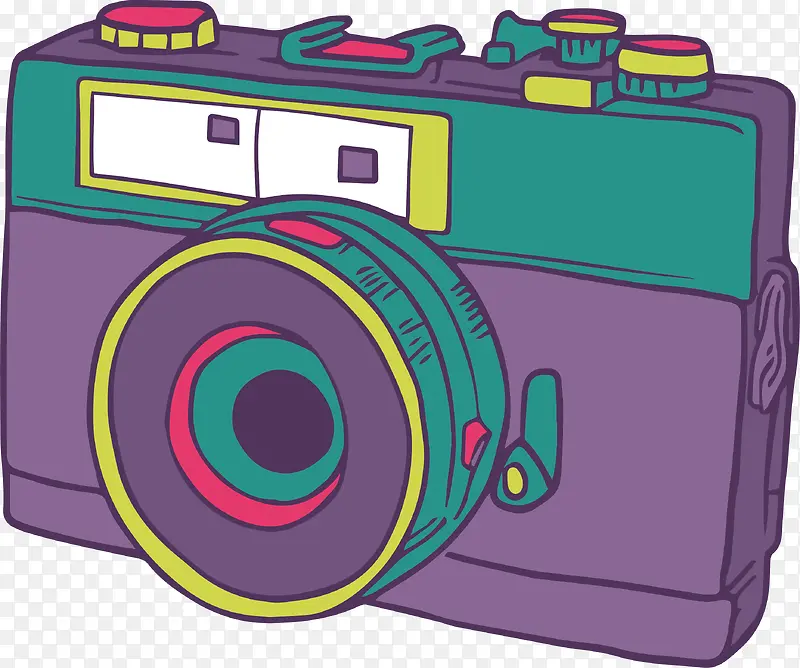 紫色手绘相机