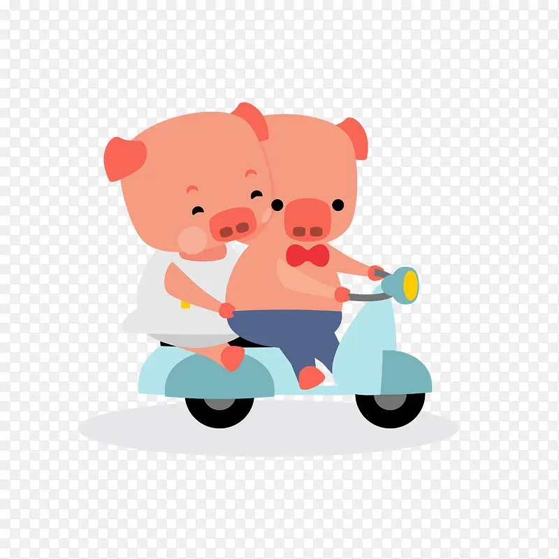 骑摩托小猪PNG下载