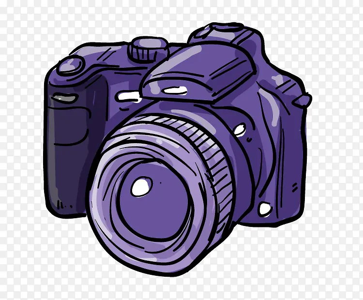 卡通手绘紫色单反相机图标