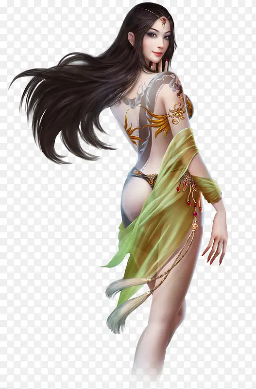 古风纹身秀气美女游戏人物