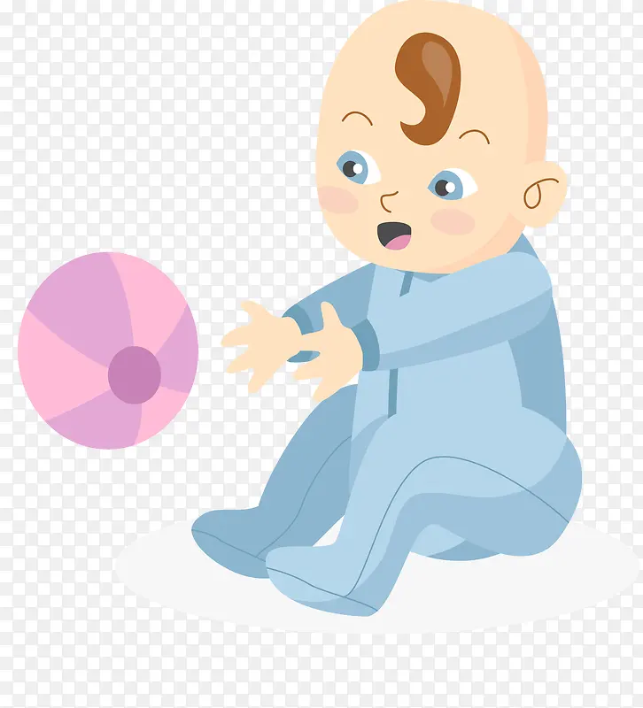宝贝玩球可爱卡通婴儿矢量素材