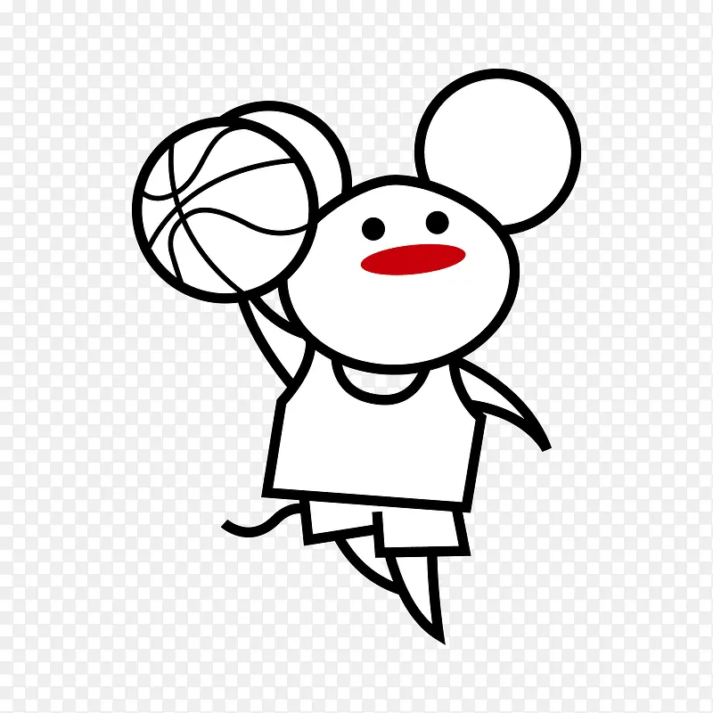 手绘  老鼠打篮球  装饰