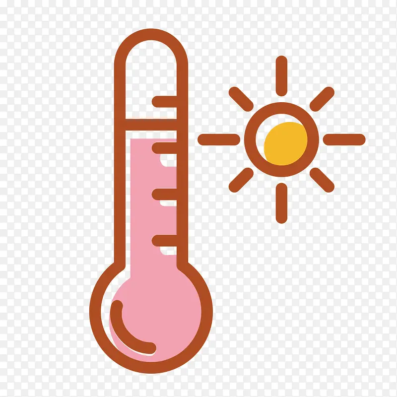 太阳和温度计手绘图