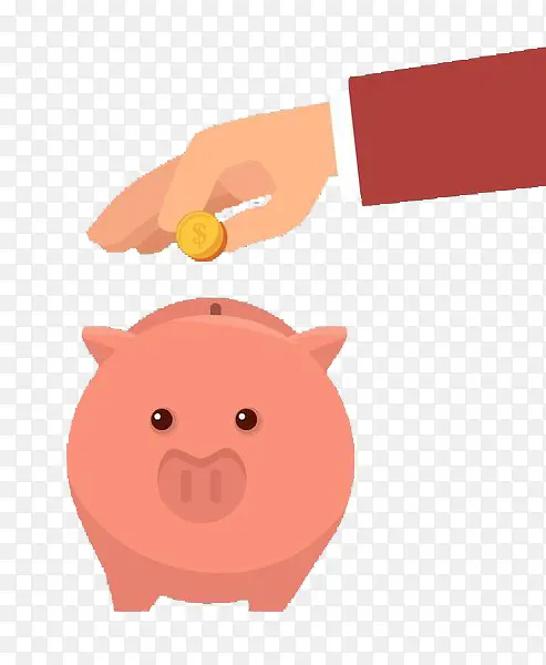 手放金币入存钱罐