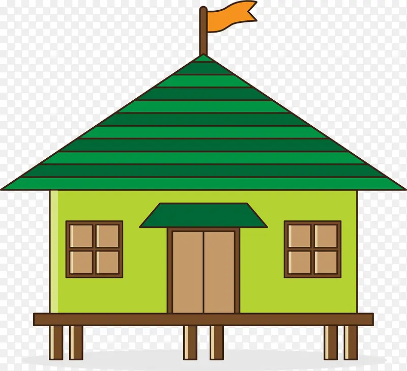 卡通绿色房屋