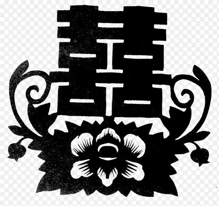 中国风双喜传统文化镂空剪纸素材