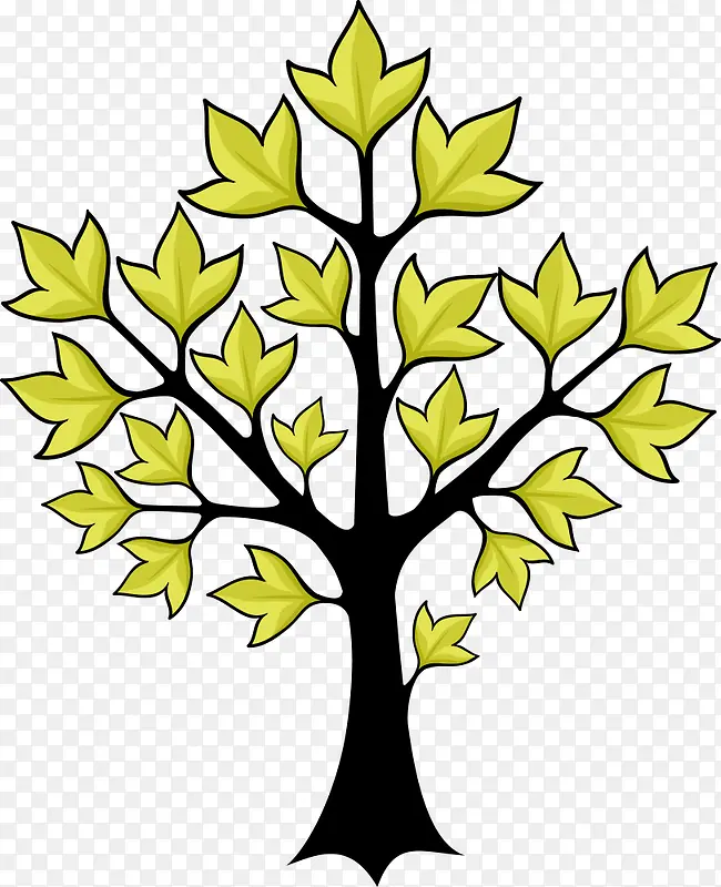 黄色叶子的矢量树