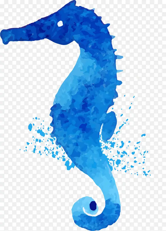 世界海洋日手绘蓝色海马
