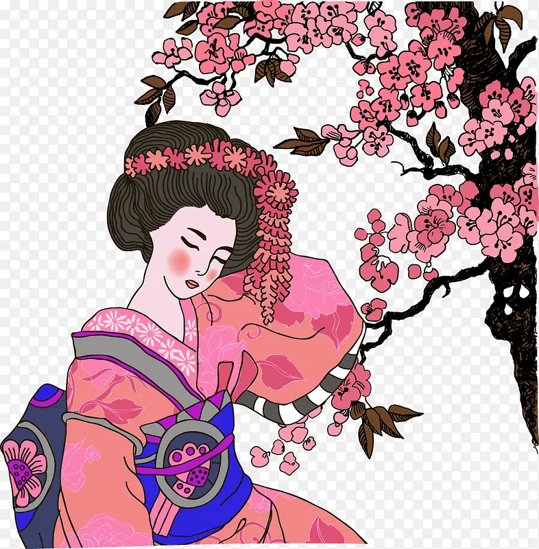 手绘日本女性