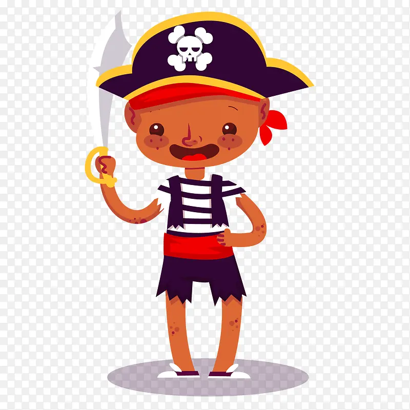 卡通万圣节海盗装扮人物设计