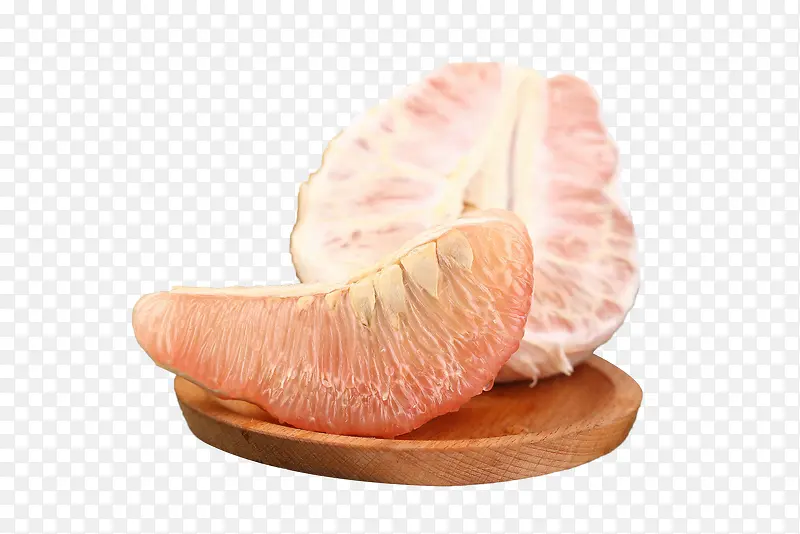 木盘子里的红肉柚子