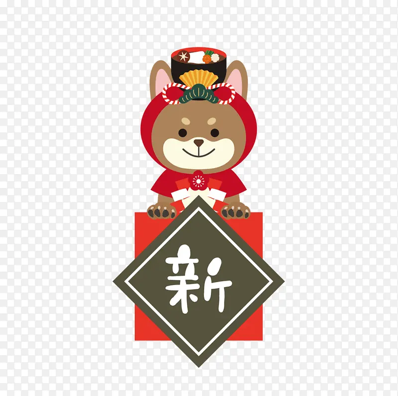 小狗乖巧庆祝新年
