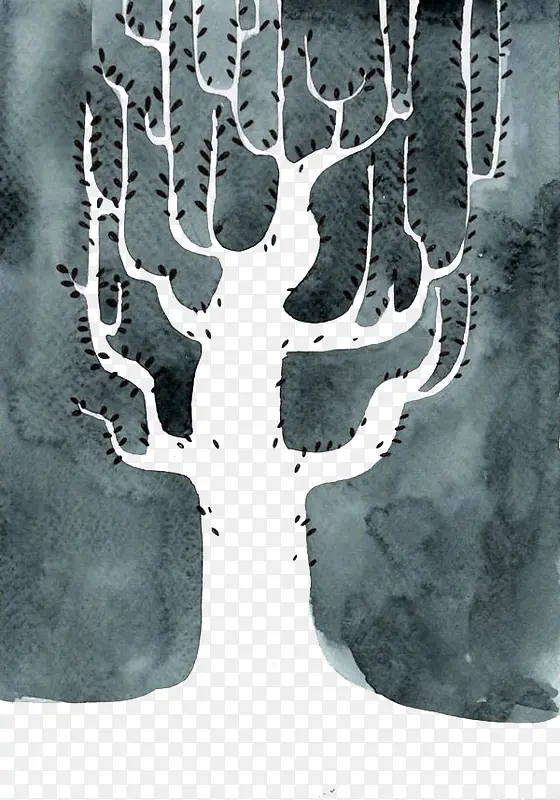 手绘抽象树木图案
