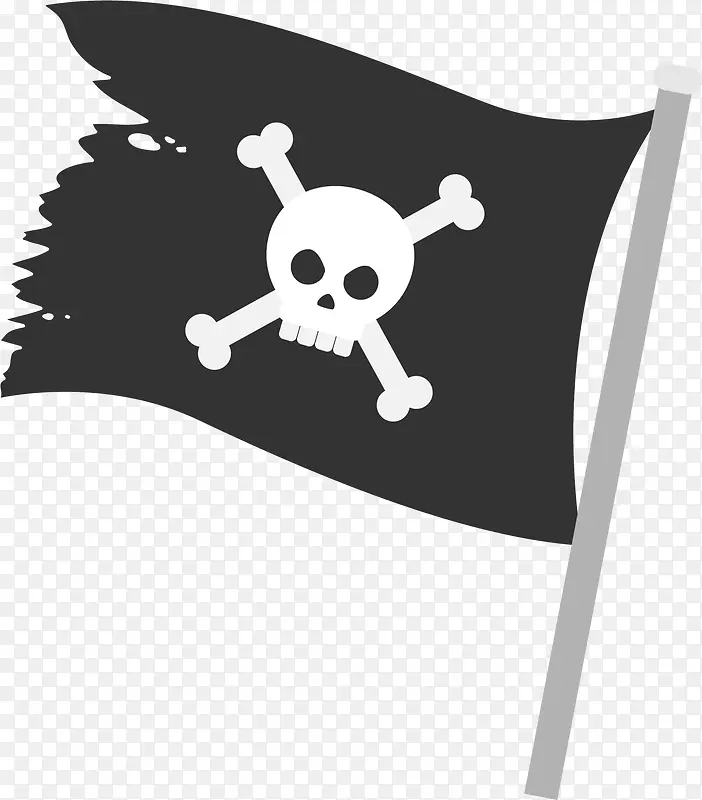 卡通黑色海盗旗帜飘扬