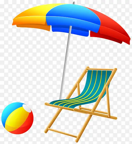 夏季沙滩椅日光伞免抠素材