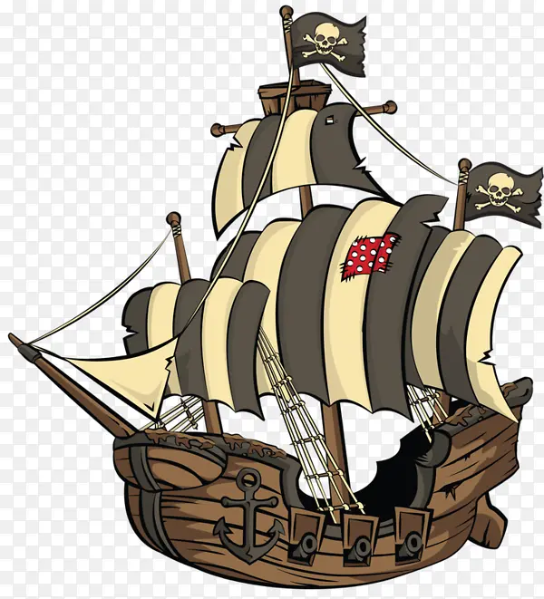卡通海盗船只帆船