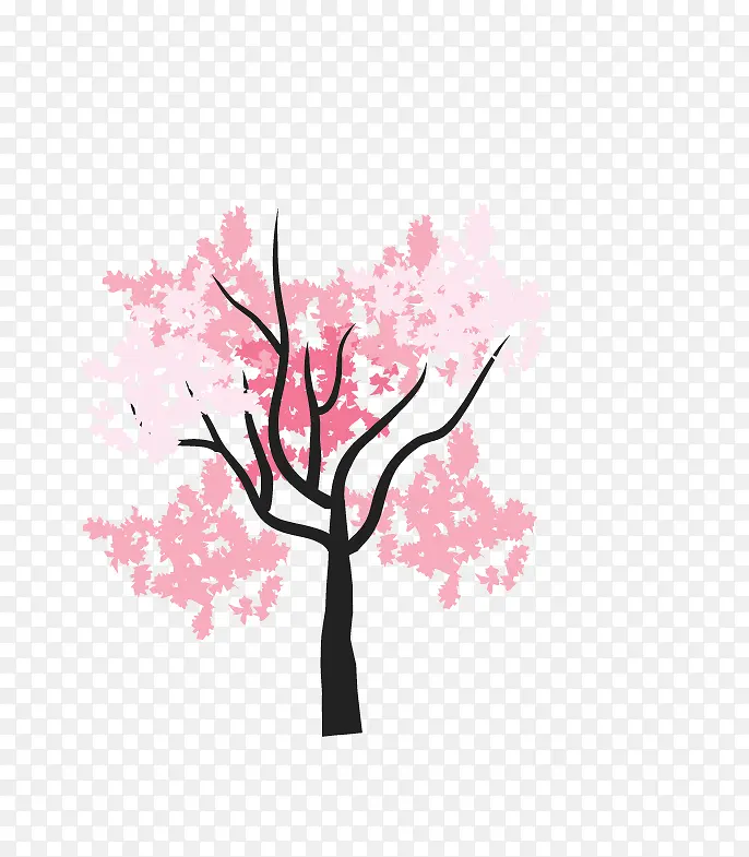 手绘粉红色的树免扣素材