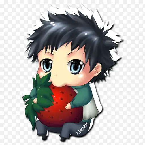 抱着草莓的男孩