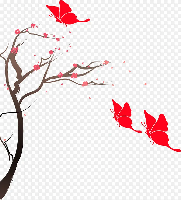 浪漫桃花蝴蝶图