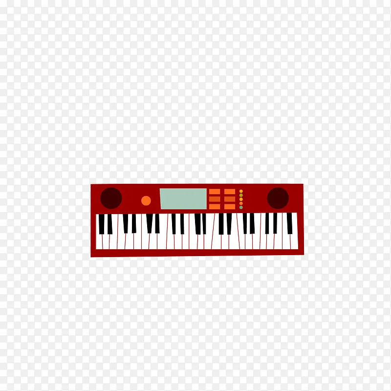 矢量手绘红色电子琴