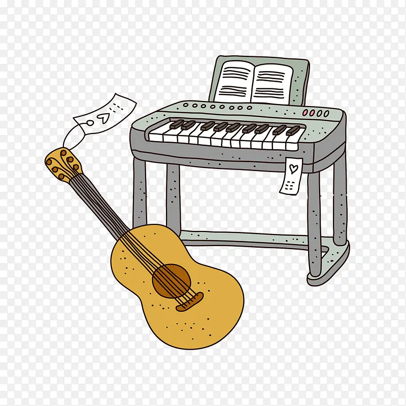 卡通钢琴吉他免抠图
