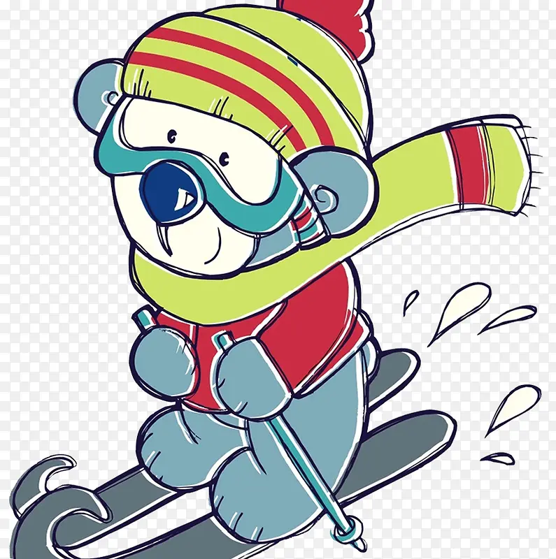 冬季滑雪卡通插画海报设计