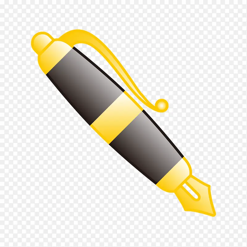 黄色卡通儿童钢笔画笔