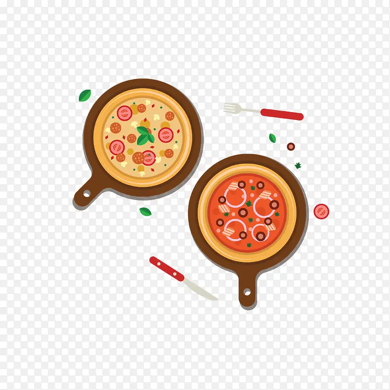 矢量简洁彩色卡通意大利披萨