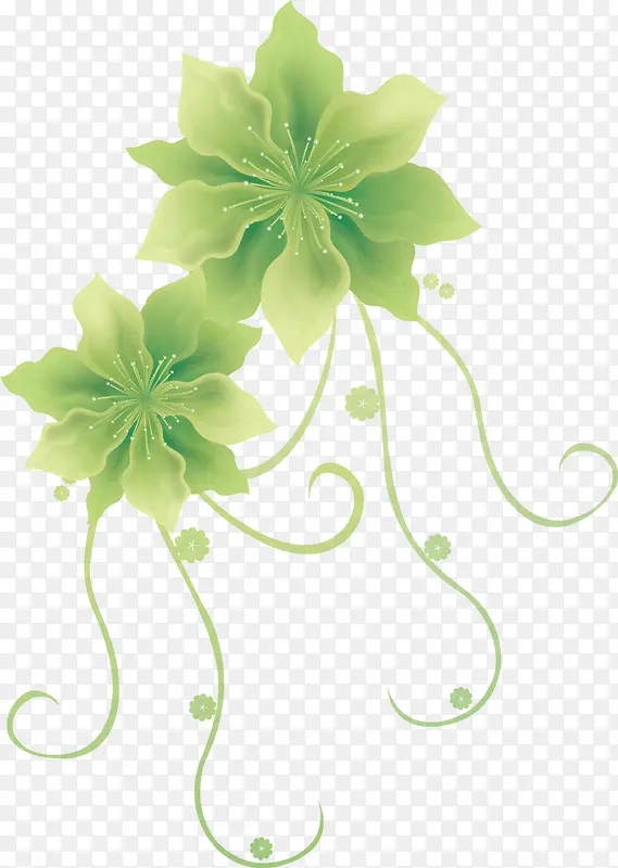 绿色花朵花纹矢量图