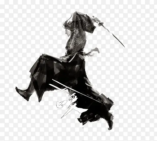 水墨风格武僧跃动动态插画PNG图片素材下载_图片编号ypmbzggq-免抠素材网
