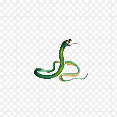 中国风水墨绿蛇