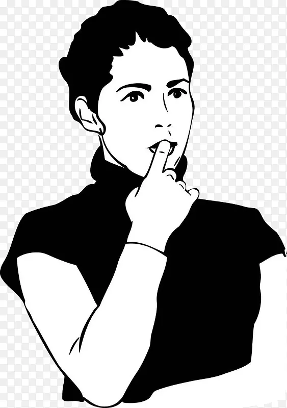 黑白手绘创意女性肖像