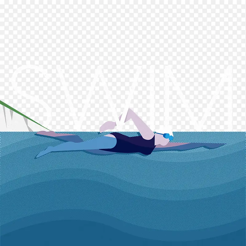运动风游泳少女设计