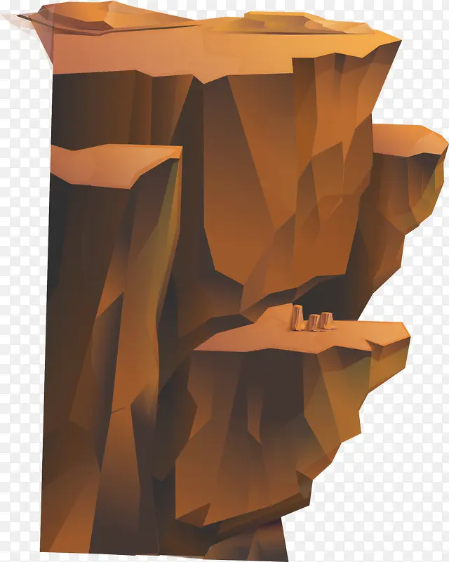 褐色卡通山崖