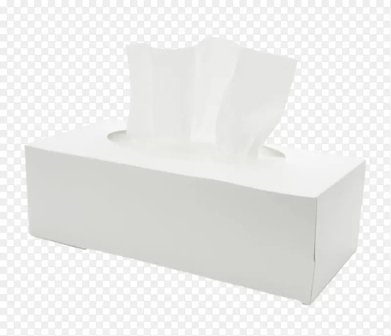 纯白色纸质盒子的抽纸巾实物