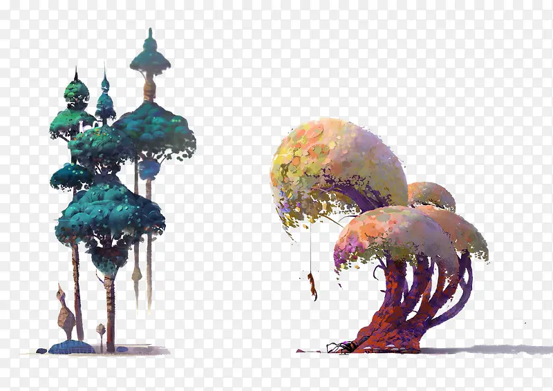 插画两棵树