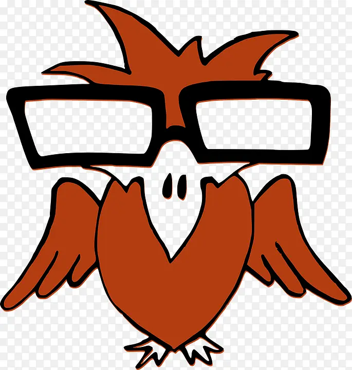卡通戴着眼镜的鹰