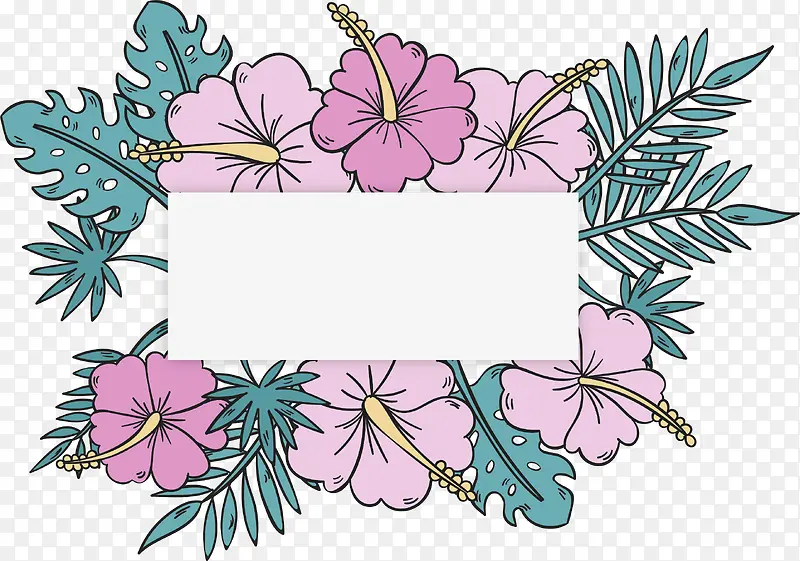 手绘风花朵标题框