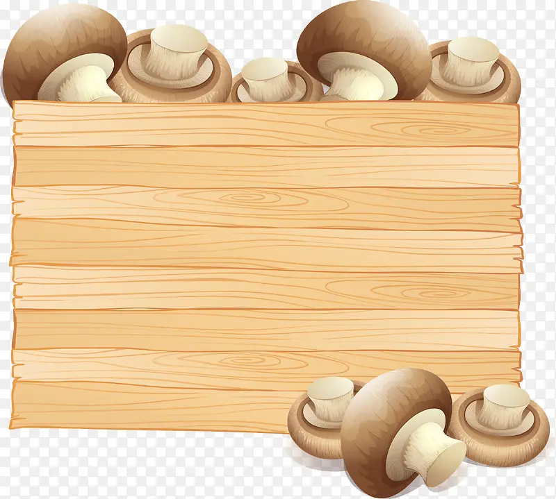矢量木板旁的蘑菇