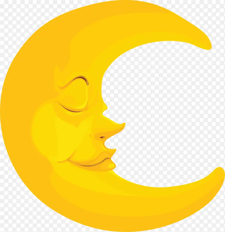 卡通黄色睡觉月亮