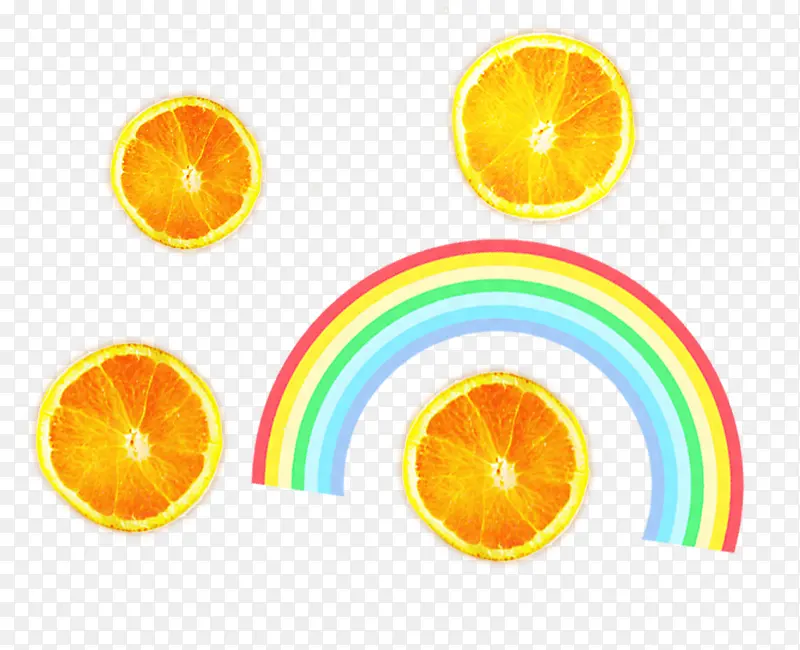 高清柠檬片与彩虹