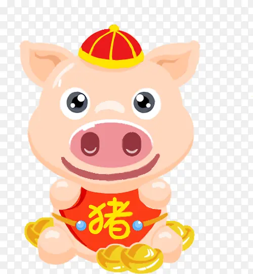 中国风穿肚兜的可爱小猪