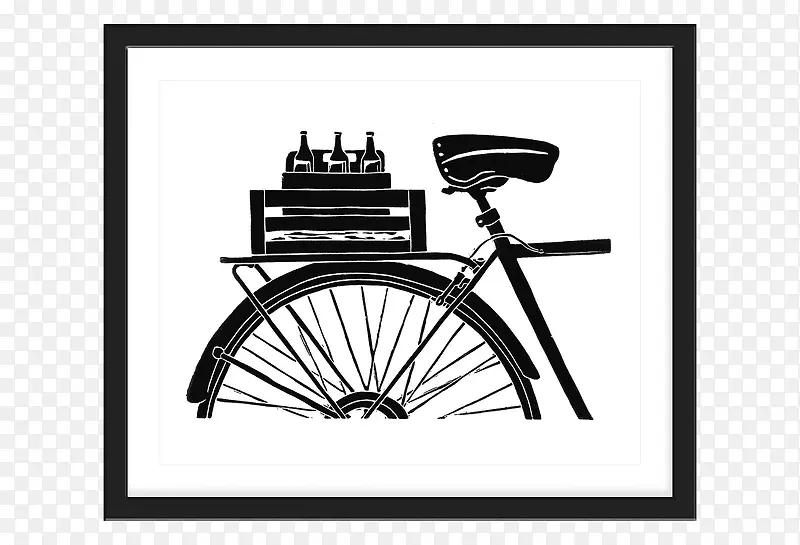 自行车挂画 中堂画卡通素材