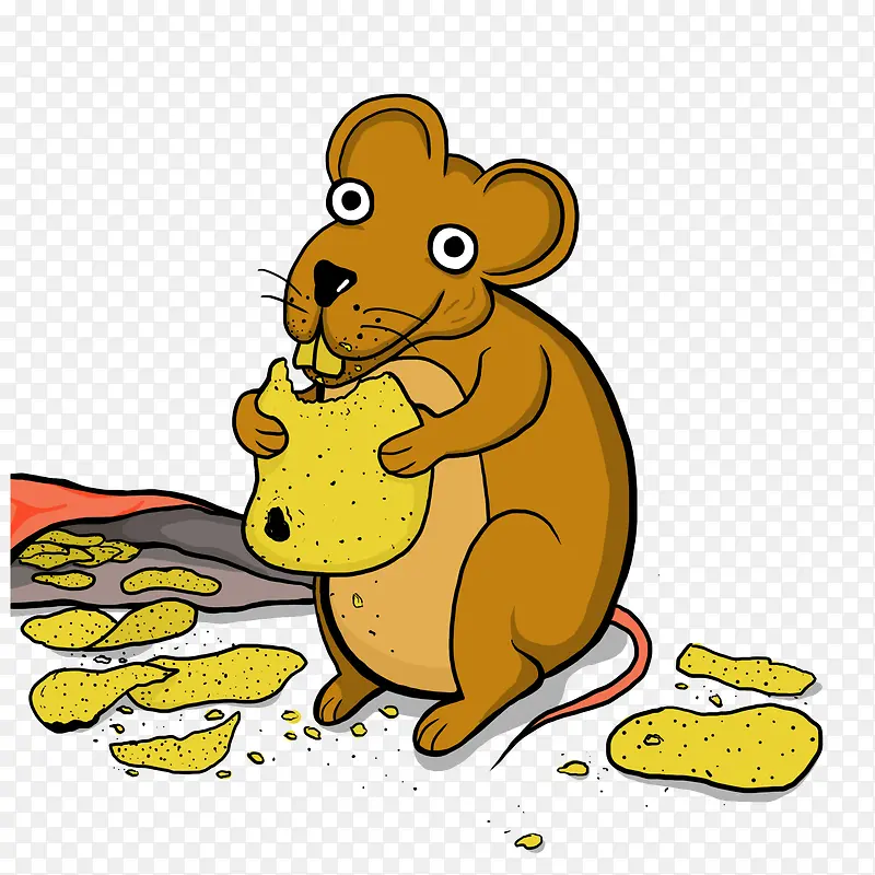 卡通老鼠吃薯片