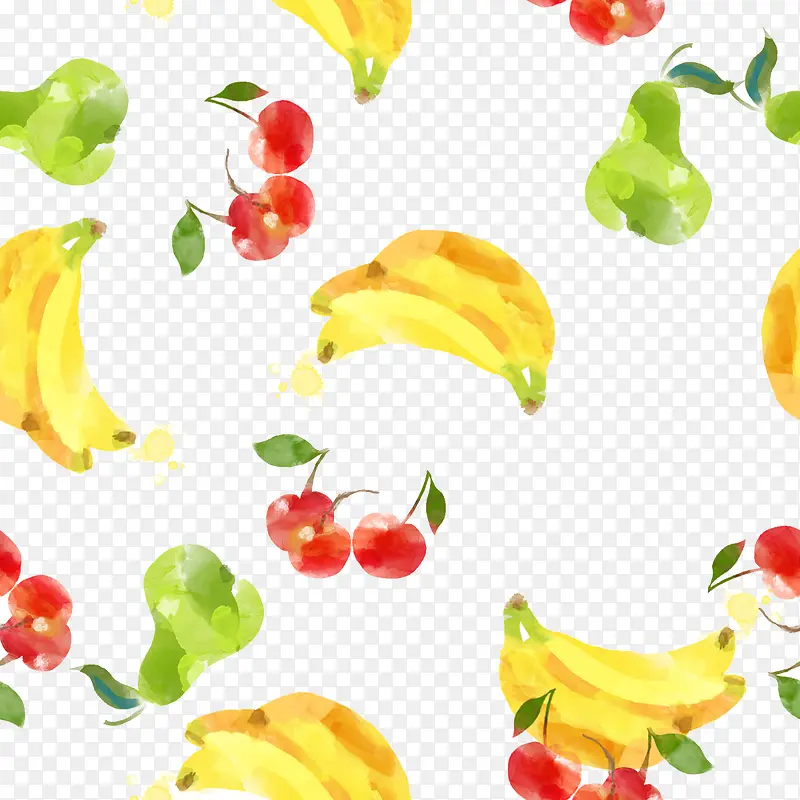 水彩香蕉樱桃底纹