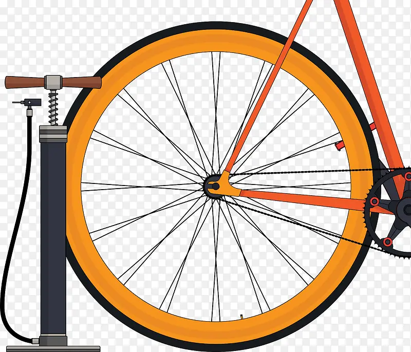 手绘自行车轮胎打气筒